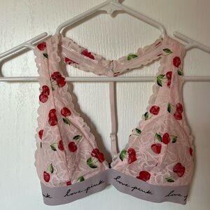 PINK Victoria's Secret Cherry Print Lace Bralette